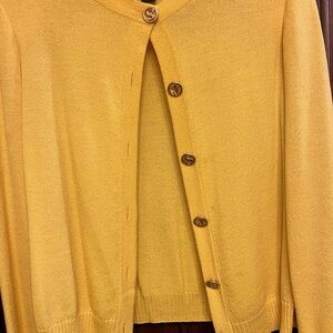 St. John Yellow Cardigan Sweater Classic Knit